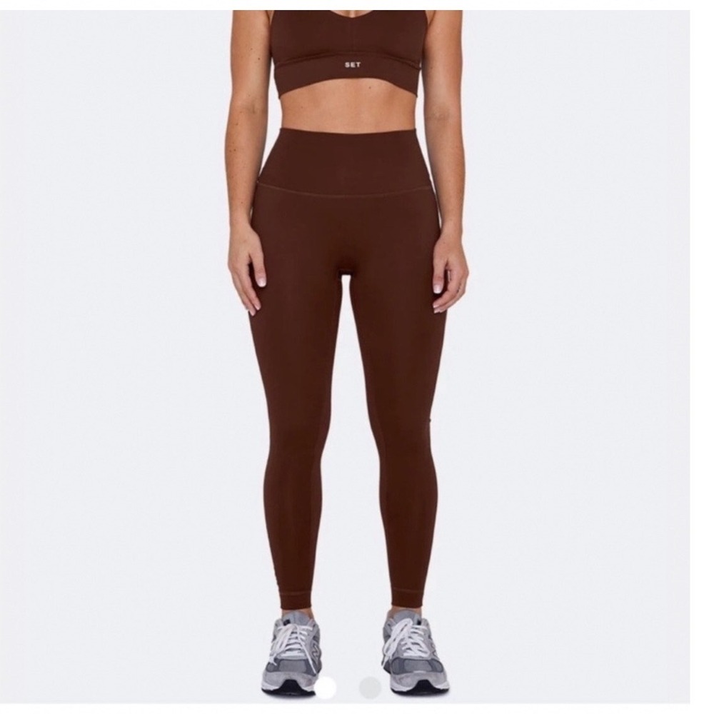 SET ACTIVE Luxform‎ Leggings Brown High Waisted Small Athleisure Gorpcore